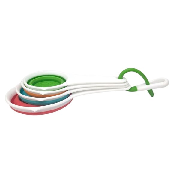 Measuring Spoon Cup LOT 5 Measuring Spoons 4 Collapsible Measuring Cups Silicon - Picture 10 of 10